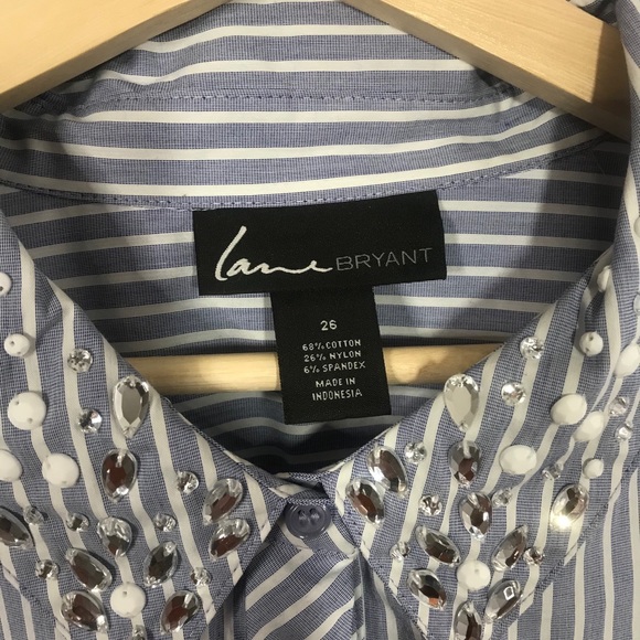 Lane Bryant Stripped Sequence Button Dress Top - Picture 2 of 3
